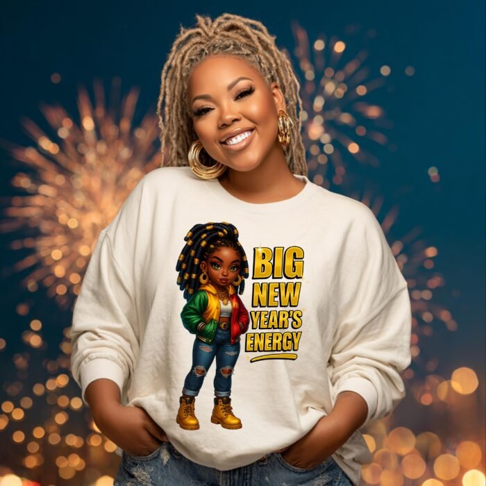 Big New Year’s Energy PNG, Cute Black Girl New Year Sublimation Design, NYE Shirt Graphic, Afro Girl Clipart, Instant Digital Download