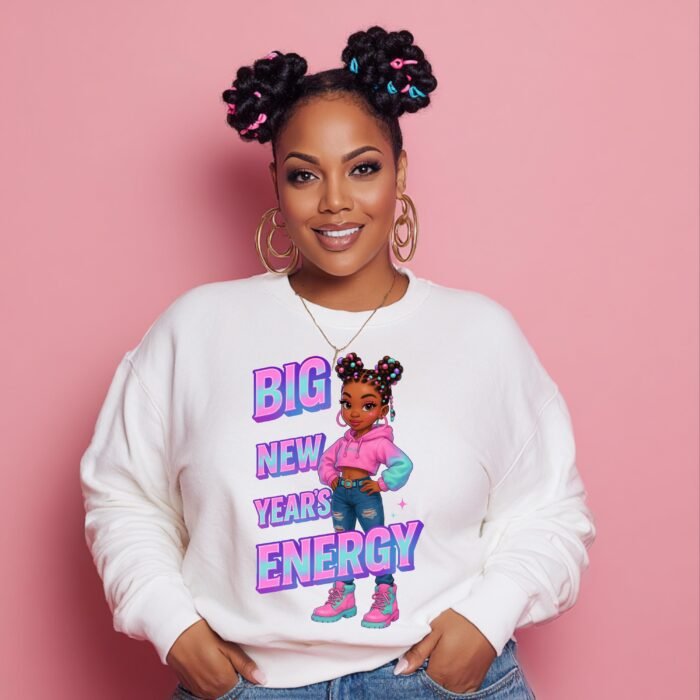 Big New Year’s Energy PNG, Cute Black Girl New Year Sublimation Design, NYE Shirt Graphic, Afro Girl Clipart, Instant Digital Download
