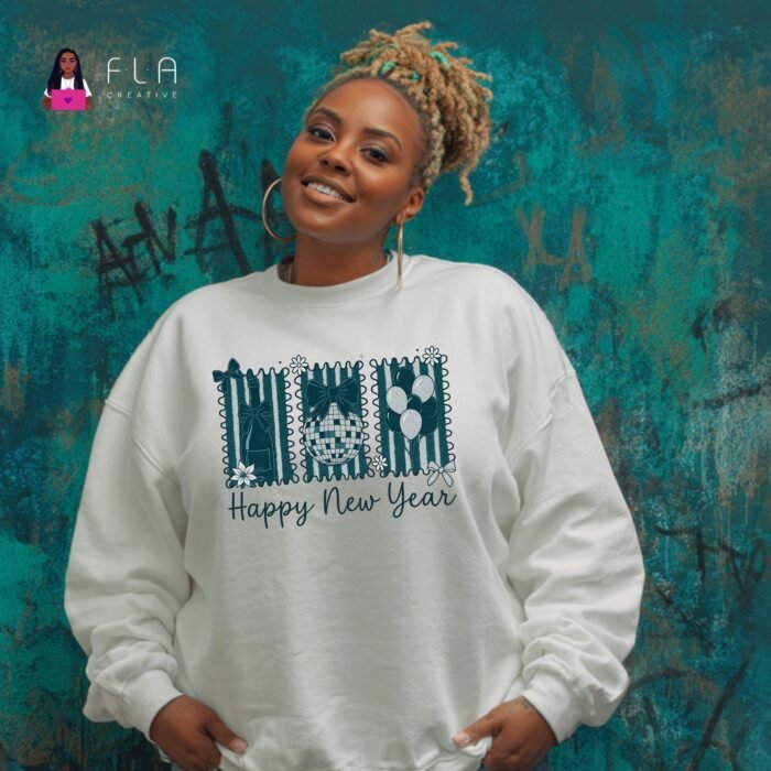 Happy New Year PNG Retro Pastel Stamps Design | New Year Shirt Sublimation PNG | Cute Champagne Disco Ball Balloons | Digital Download