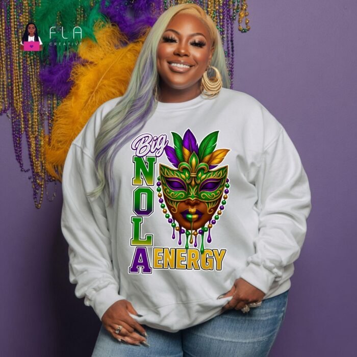 Big NOLA Energy Mardi Gras PNG | Carnival Mask Graphic for Shirts | New Orleans Party Design | Sublimation & DTF Print | Digital Download