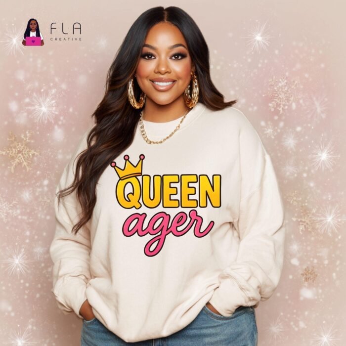Queen Ager PNG | Teen Birthday Girl Queenager Shirt Design | Tween Age Graphic | Crown Clipart | Sublimation PNG | Instant Digital Download