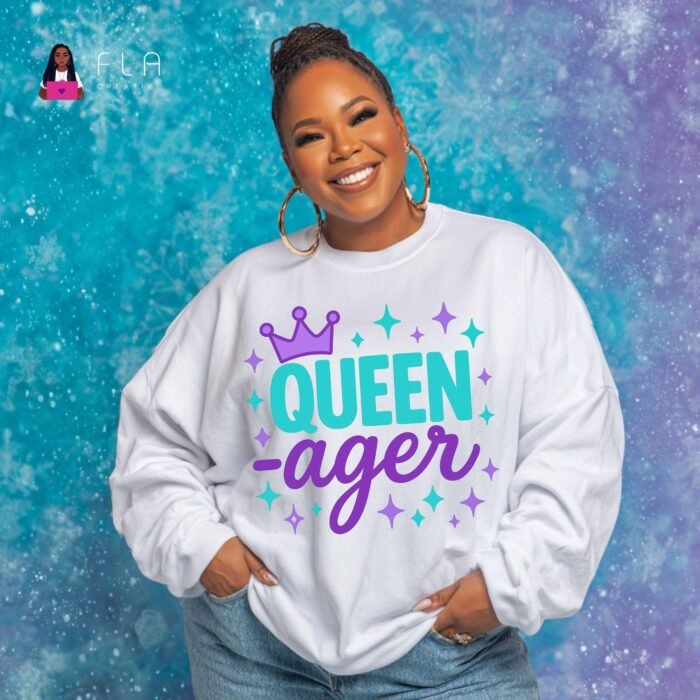 Queen Ager PNG | Teen Birthday Girl Queenager Shirt Design | Tween Age Graphic | Crown Clipart | Sublimation PNG | Instant Digital Download