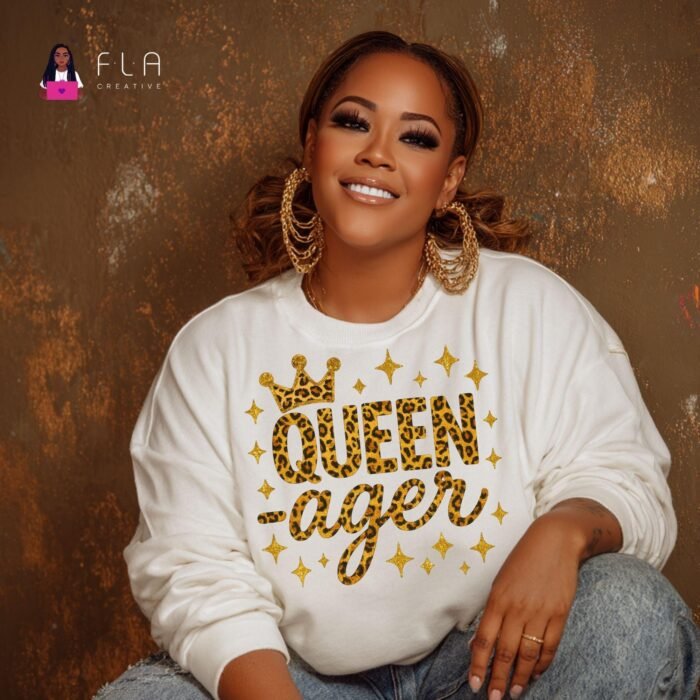 Queen Ager PNG | Teen Birthday Girl Queenager Shirt Design | Tween Age Graphic | Crown Clipart | Sublimation PNG | Instant Digital Download