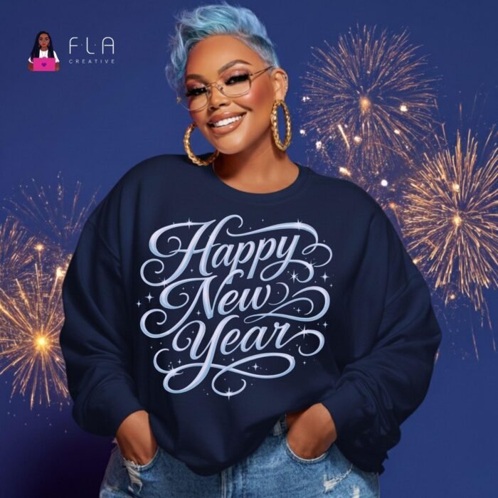 Happy New Year PNG: Silver Script Sparkle Sublimation Design - Commercial Use (Digital Download)