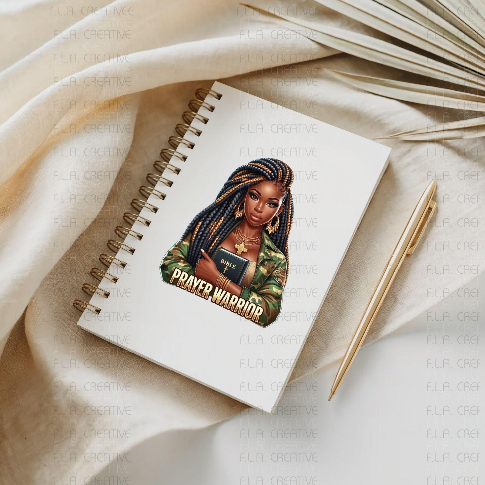 Prayer Warrior PNG, Braided Hair Christian Woman, Black Girl Faith Art, Bible PNG, Sublimation - Image 5