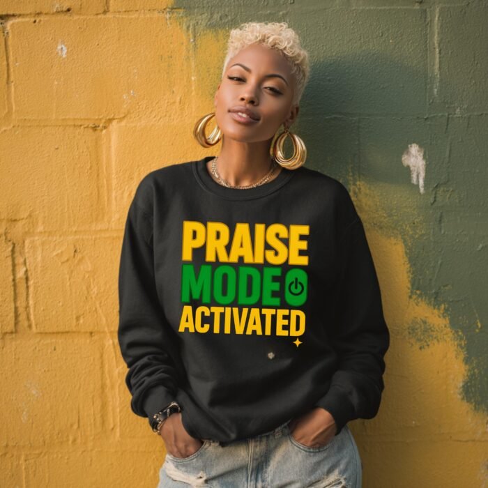 Yellow & Green Praise Mode Activated PNG | Spiritual Quote Shirt Design  (Instant Download)