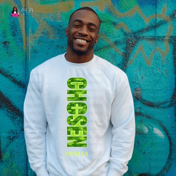 Chosen 1 Peter 2:9 PNG | Christian Sweatshirt Design for Men | Religious Bible Verse Shirt Art | Instant Digital Download