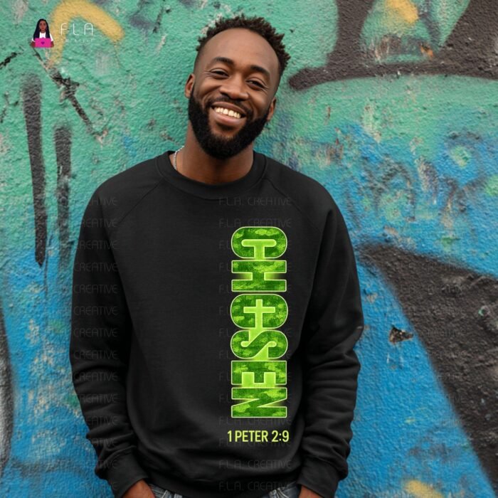 Alternative view of Chosen 1 Peter 2:9 PNG | Christian Sweatshirt Design for Men | Religious Bible Verse Shirt Art | Instant Digital Download