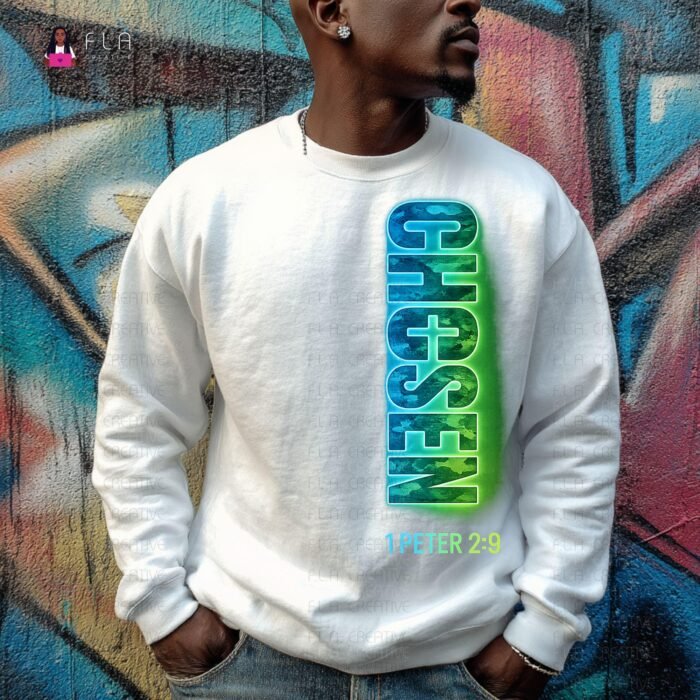 Alternative view of Chosen 1 Peter 2:9 PNG | Christian Sweatshirt Design for Men | Religious Bible Verse Shirt Art | Instant Digital Download