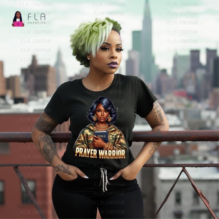 Prayer Warrior PNG, Black Woman Faith Art, Christian Girl PNG, Bible Woman Clipart, Sublimation Shirt Design