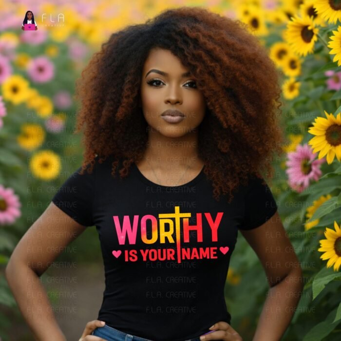 Worthy Is Your Name Red PNG | Jesus Praise Shirt Design | Christian DTF Print File | Cross Typography Sublimation | Instant Digital Download
