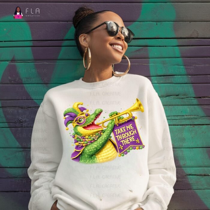 Take Me Through There Mardi Gras PNG | Black Girl Shirt Design | DTF Print (Instant Download