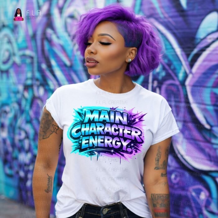 Main Character Energy Purple PNG | Urban Style Sublimation/DTF Design | Funny Confidence Shirt File | Instant Digital Download PNG
