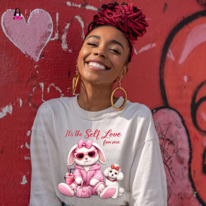 Valentine's Day Self Love Bunny PNG,  Cute Valentines Sublimation ( Instant Digital Download )