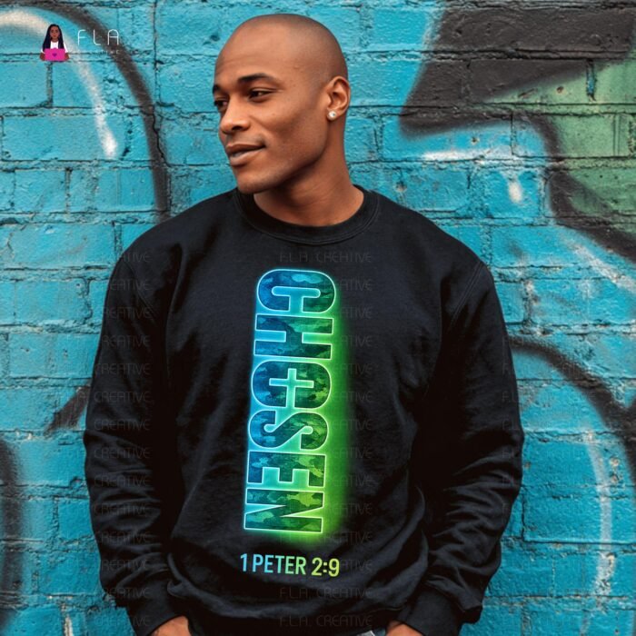 Chosen 1 Peter 2:9 PNG | Christian Sweatshirt Design for Men | Religious Bible Verse Shirt Art | Instant Digital Download