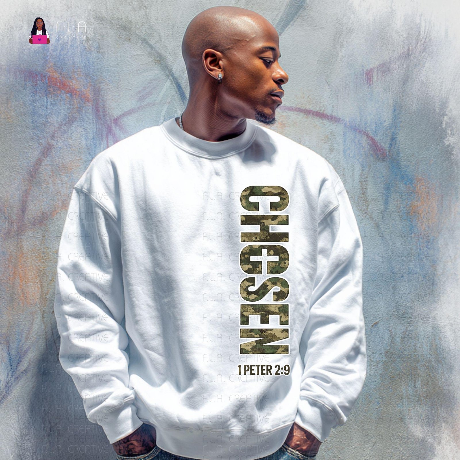 Chosen 1 Peter 2:9 PNG | Christian Sweatshirt Design for Men | Religious Bible Verse Shirt Art | Instant Digital Download