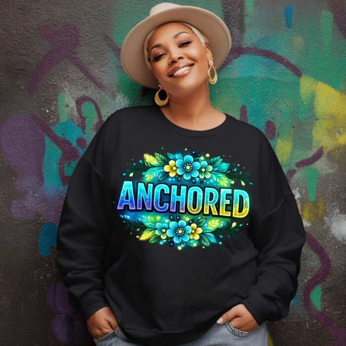 Alternative view of Anchored Floral PNG, Christian Faith Quote Design, Spiritual Graphic Tee (Digital Download)