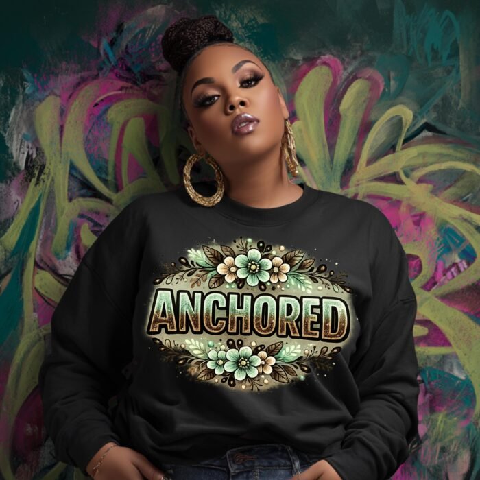 Anchored Floral PNG, Christian Faith Quote Design, Spiritual Graphic Tee (Digital Download)