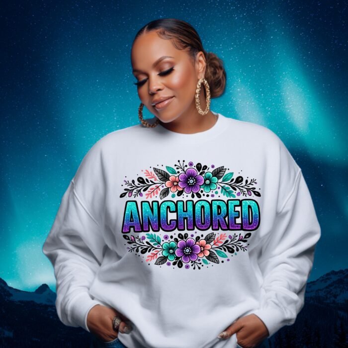 Alternative view of Anchored Floral PNG, Christian Faith Quote Design, Spiritual Graphic Tee (Digital Download)